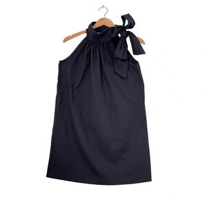 Grace Baker Dress Small Black Neck Bow Trapeze Cotton Mini Cocktail Party USA